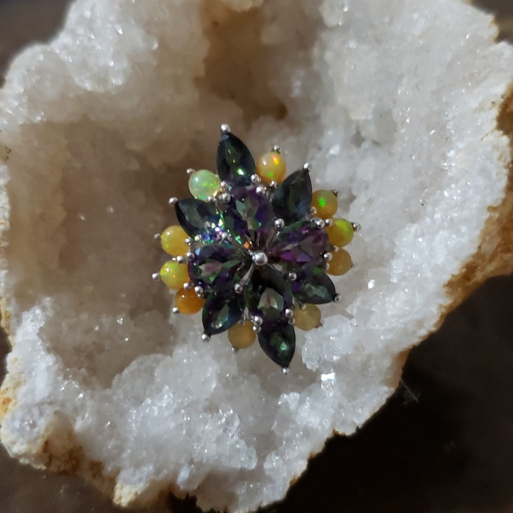 Sterling Silver Opal & Mystic Topaz SZ 8